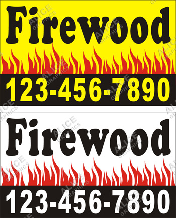 36inX60in Custom Printed Firewood (For Sale) Vinyl Banner Sign with Your Phone Number