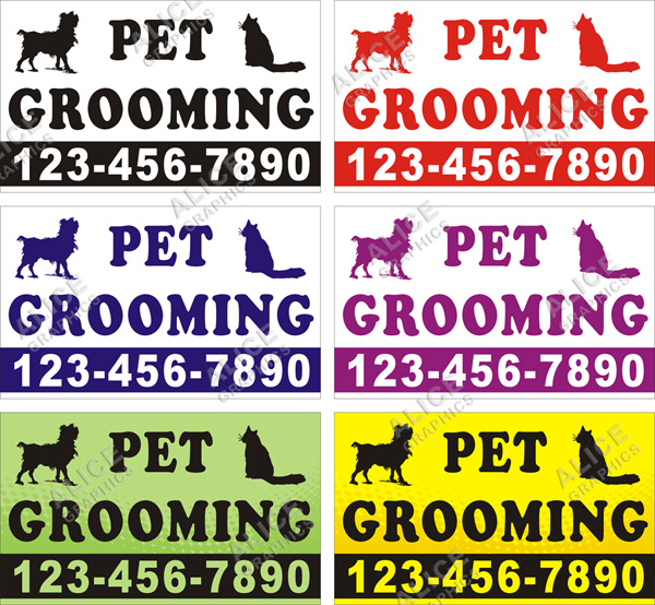 36inX60in Custom Printed (DOG CAT) PET GROOMING Vinyl Banner Sign with Your Phone Number