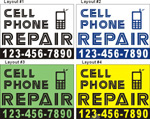 36inX48in Custom Printed CELL PHONE REPAIR Vinyl Banner Sign with Your Phone Number