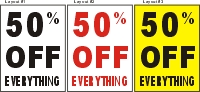 36inX48in 50% OFF EVERYTHING Sale (Half Price Sale) Vinyl Banner Sign