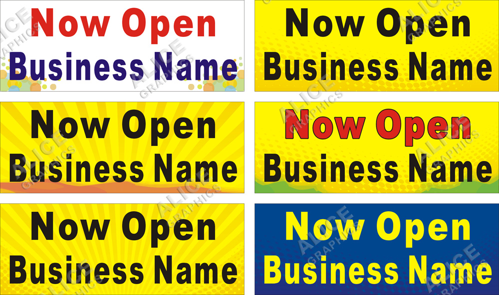 36inX96in Custom Printed Now Open Vinyl Banner Sign with Your Business Name