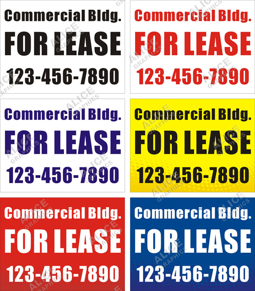 36inX48in Custom Printed Commercial Bldg. (Building) FOR LEASE Vinyl Banner Sign with Your Phone Number