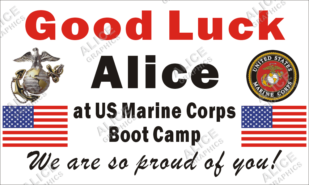 36inX60in Custom Personalized US Marine Going Away Goodbye Farewell Deployment Party Vinyl Banner Sign - Good Luck At USMC Boot Camp