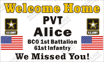 36inX60in Custom Personalized US (U.S.) Army Welcome Home Party Vinyl Banner Sign
