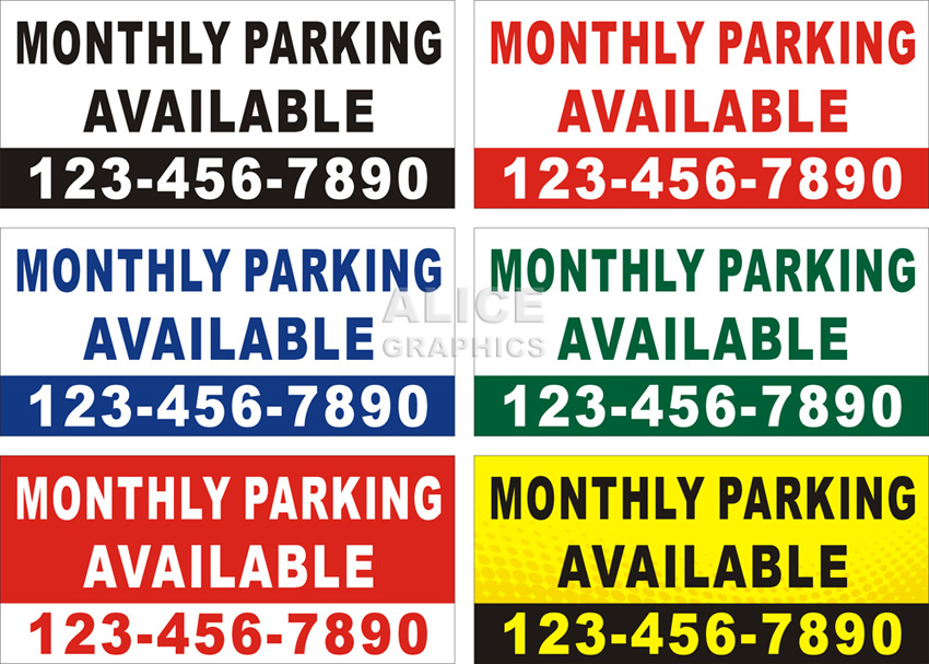22inX48in Custom Printed MONTHLY PARKING AVAILABLE Vinyl Banner Sign with Your Phone Number
