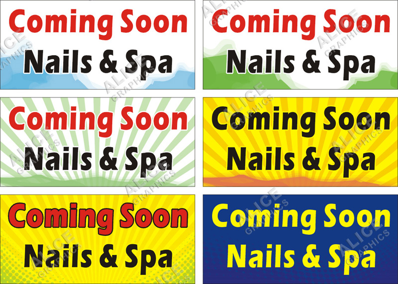 22inX48in Coming Soon Nails & Spa Vinyl Banner Sign
