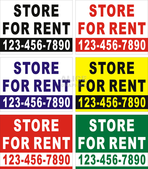 36inX48in Custom Printed STORE FOR RENT Vinyl Banner Sign with Your Phone Number