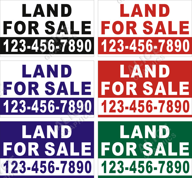 36inX60in Custom Printed LAND FOR SALE Vinyl Banner Sign with Your Phone Number