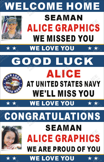 22inX44in Custom Personalized US Navy Welcome Home Party Vinyl Banner Sign, Congratulations, Goodbye Farewell