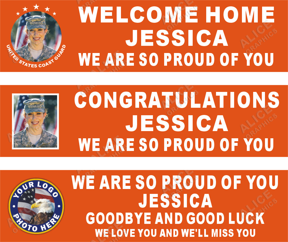 22inX88in Custom Personalized US Coast Guard Welcome Home Party Vinyl Banner Sign