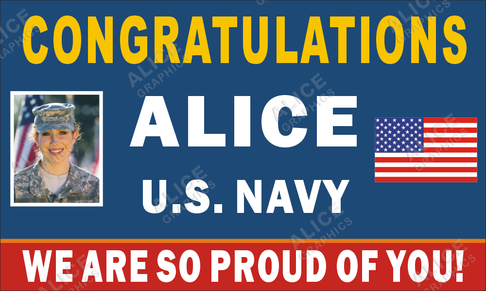 36inX60in Custom Personalized Congratulations US Navy Vinyl Banner Sign - Boot Camp Graduation
