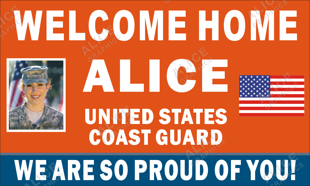 36inX60in Custom Personalized US Coast Guard Welcome Home Vinyl Banner Sign