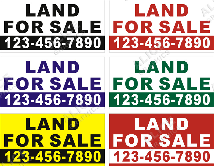 22inX44in Custom Printed LAND FOR SALE Vinyl Banner Sign with Your Phone Number