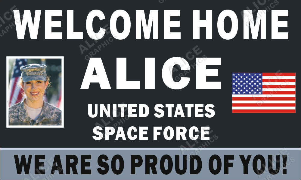 36inX60in Custom Personalized US Space Force Welcome Home Vinyl Banner Sign