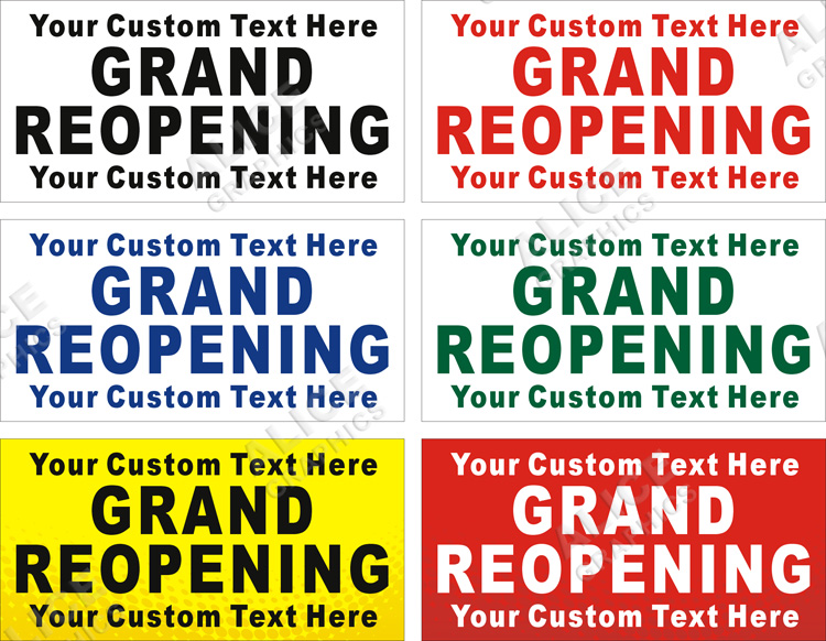 22inX44in Custom Printed GRAND REOPENING Vinyl Banner Sign - Add Your Custom Text