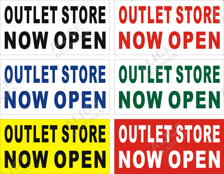 22inX44in OUTLET STORE NOW OPEN Vinyl Banner Sign