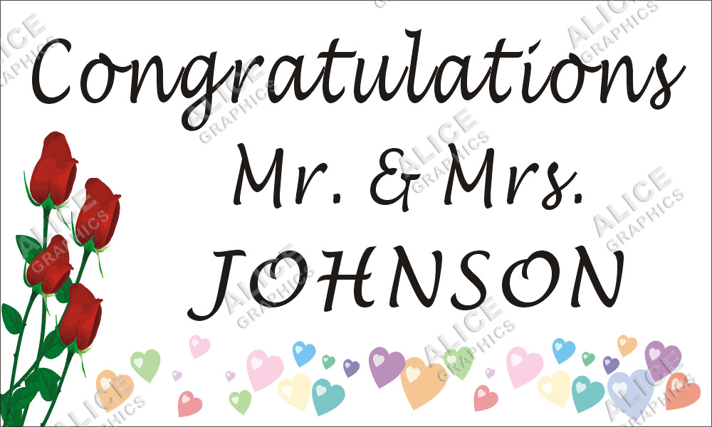 3ftX5ft (or 28inX46in) Custom Personalized Congratulations Wedding (Graduation) Party Vinyl Banner Sign