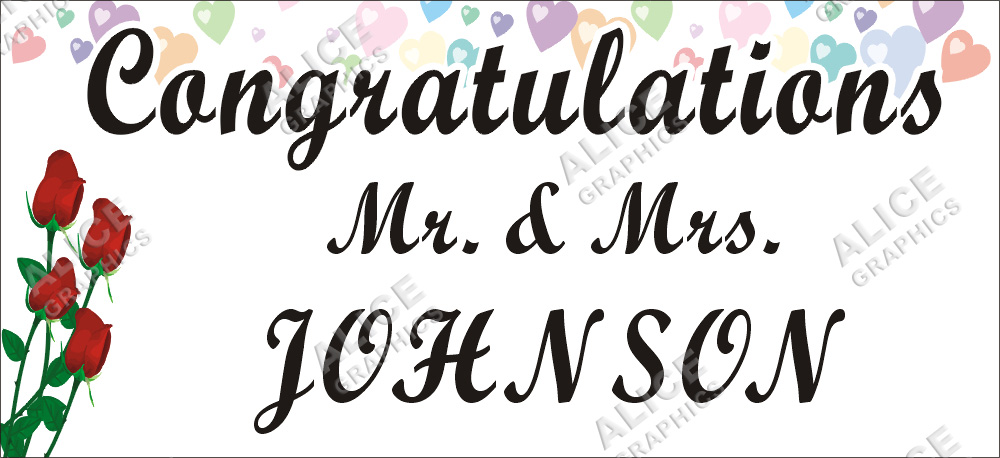 22inX48in Custom Personalized Congratulations Wedding Party Vinyl Banner Sign