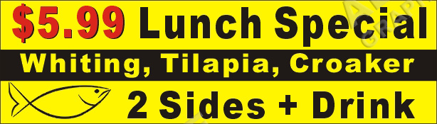 3ftX10ft (28inX94in, or 22inX74in) Custom Printed Lunch Special Vinyl Banner Sign