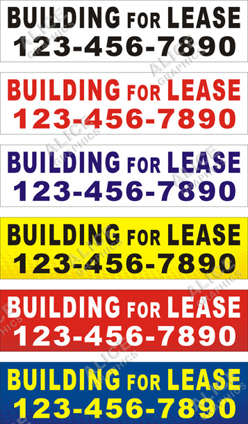 22inX88in (28inX112in, or 36inX144in) Custom Printed Building For Lease Vinyl Banner Sign with Your Phone Number