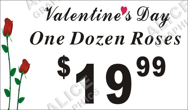 36inX60in Valentine's Day One Dozen Roses Banner