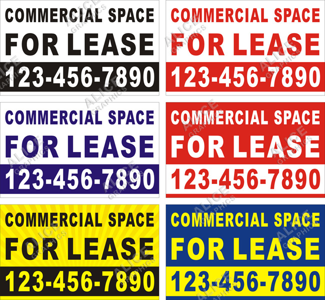 36inX60in Custom Printed COMMERCIAL SPACE FOR LEASE Vinyl Banner Sign with Your Phone Number