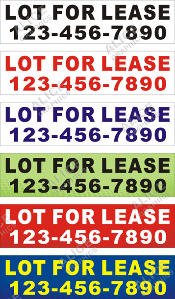 22inX88in (28inX112in, or 36inX144in) Custom Printed LOT FOR LEASE Vinyl Banner Sign with Your Phone Number