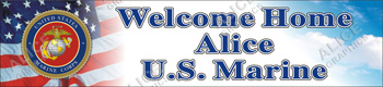22inX96in Custom Personalized Welcome Home U.S. (US) Marine Corps Vinyl Banner Sign