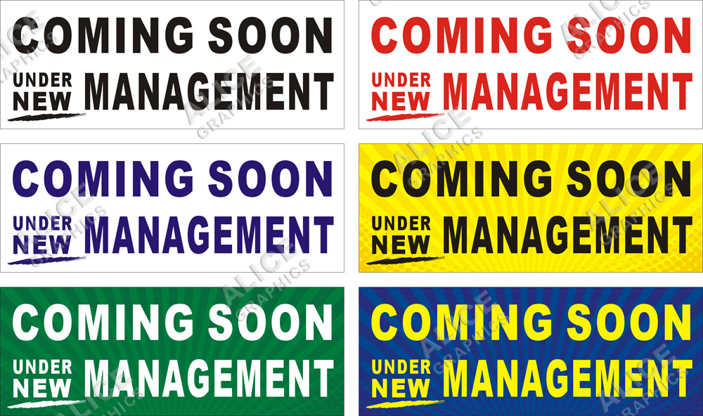 3ftX8ft (28inX75in, or 22inX59in) Coming Soon Under New Management Vinyl Banner Sign