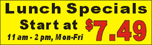 3ftX10ft (28inX94in, or 22inX74in) Custom Printed Lunch Specials Vinyl Banner Sign