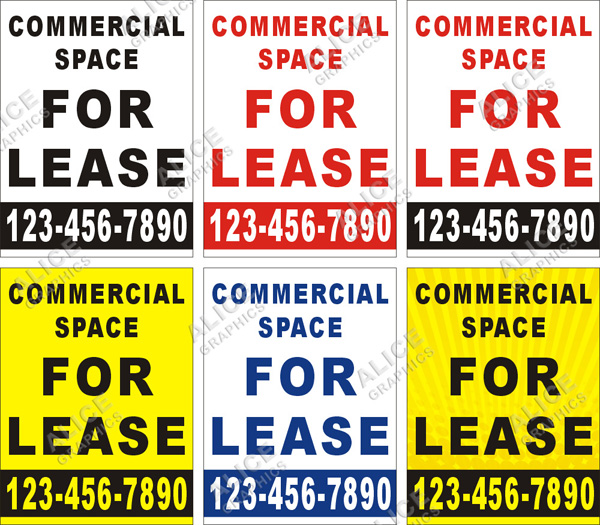 36inX48in Custom Printed COMMERCIAL SPACE FOR LEASE Vinyl Banner Sign with Your Phone Number (Vertical)