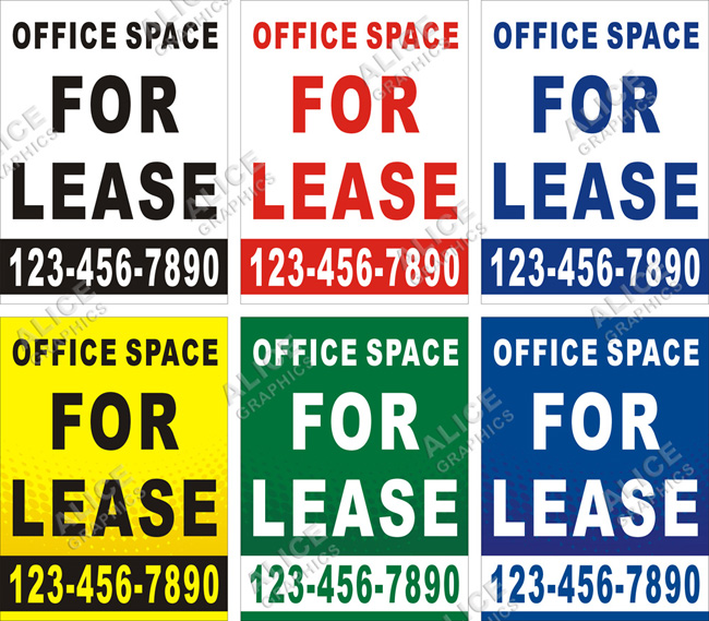 3ftX4ft (or 28inX37in) Custom Printed OFFICE SPACE FOR LEASE Vinyl Banner Sign with Your Phone Number (Vertical)