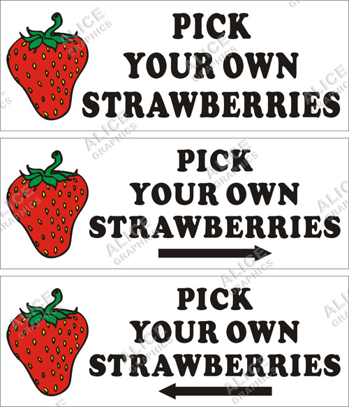 36inX96in Orchards and Farms PICK YOUR OWN STRAWBERRIES Vinyl Banner Sign