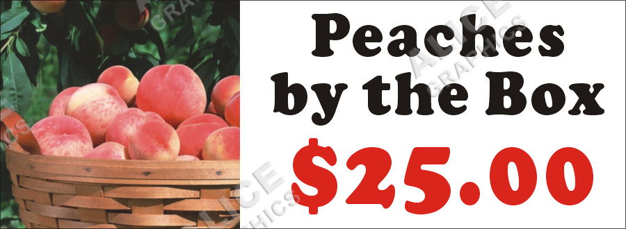 22inX60in Peaches by the Box Vinyl Banner Sign