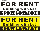 36inX96in Custom Printed FOR RENT Building With Lot Vinyl Banner Sign with Your Phone Number