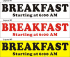 22inX96in (Now Serving) Custom Printed BREAKFAST Vinyl Banner Sign with Your Additional Text