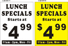 3ftX4ft (or 28inX37in) LUNCH SPECIALS Vinyl Banner Sign