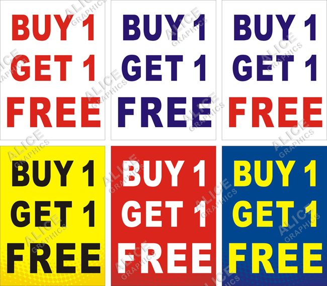 36inX48in BUY 1 GET 1 FREE (Buy One Get One FREE) Vinyl Banner Sign