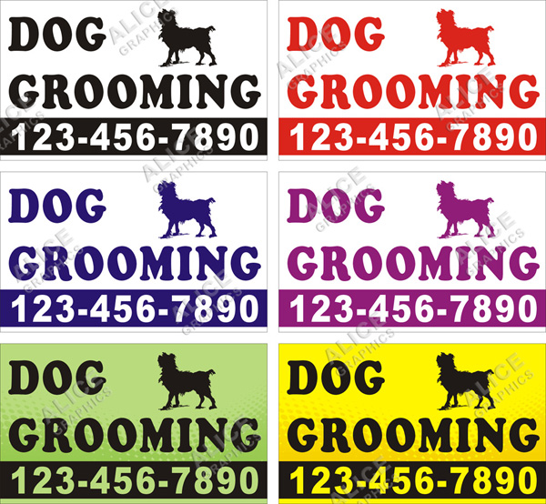 36inX60in Custom Printed DOG GROOMING Vinyl Banner Sign with Your Phone Number