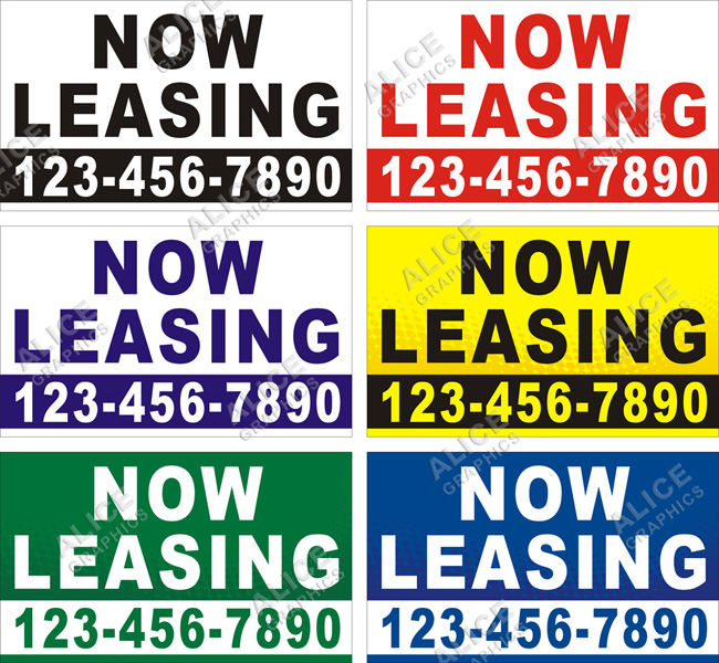 36inX60in Custom Printed NOW LEASING Vinyl Banner Sign with Your Phone Number