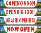 22inX120in Golf (Shop) COMING SOON, OPENING SOON, GRAND OPENING, or NOW OPEN Vinyl Banner Sign