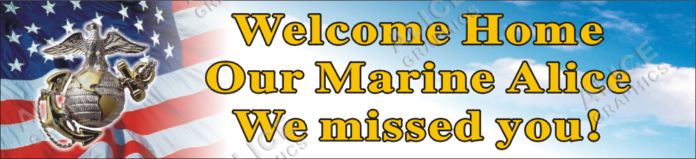 22inX96in Custom Personalized US ( U.S. ) Marine Welcome Home Party Vinyl Banner Sign