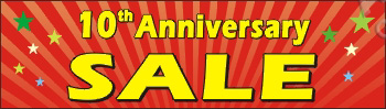 3ftX10ft (28inX94in, or 22inX74in) 10th (25th, 50th) Anniversary SALE Vinyl Banner Sign