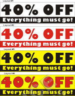 3ftX10ft (28inX94in, or 22inX74in) 40% OFF Everything must go! Vinyl Banner Sign