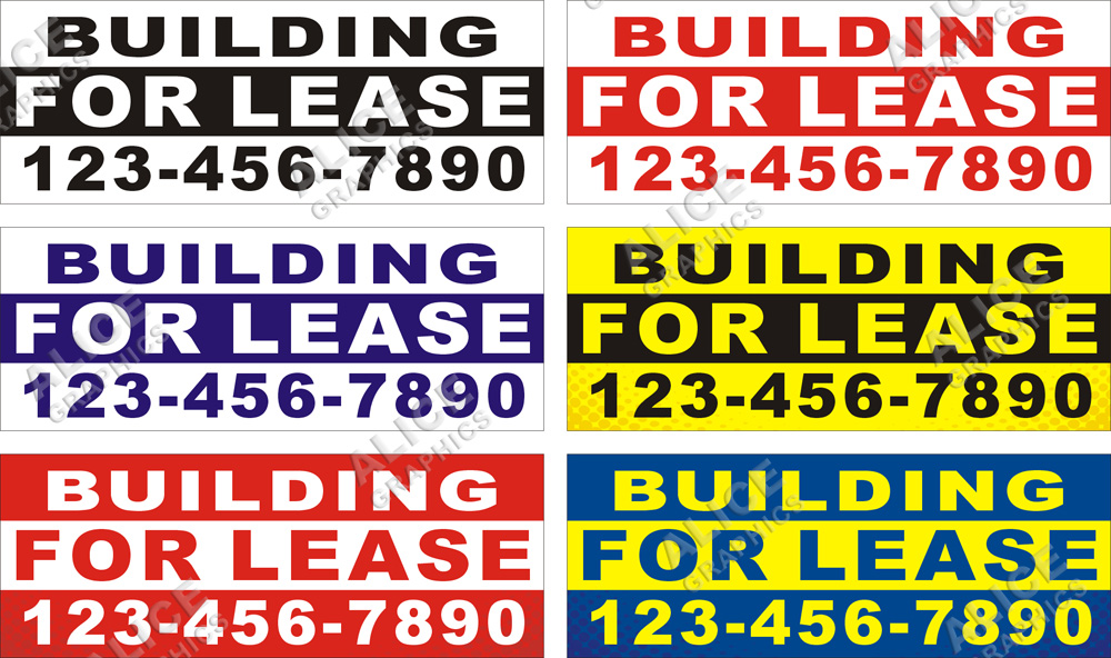 36inX96in Custom Printed BUILDING FOR LEASE Vinyl Banner Sign with Your Phone Number