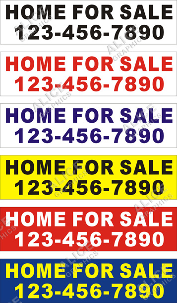 22inX88in (28inX112in, or 36inX144in) Custom Printed HOME FOR SALE Vinyl Banner Sign with Your Phone Number