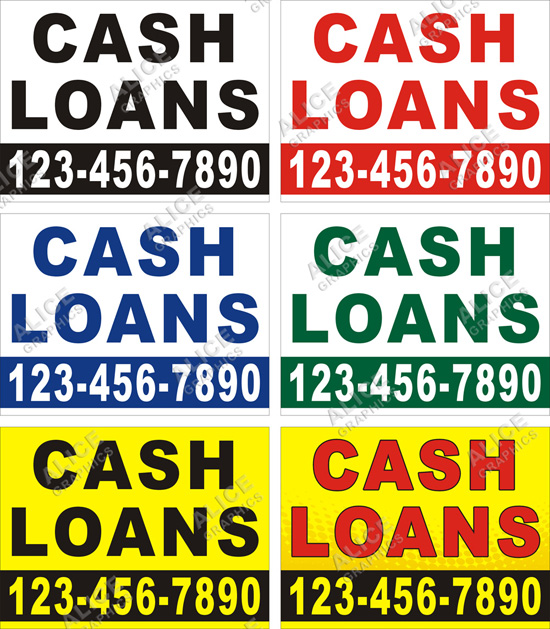 3ftX4ft (or 28inX37in) Custom Printed CASH LOANS Vinyl Banner Sign with Your Phone Number