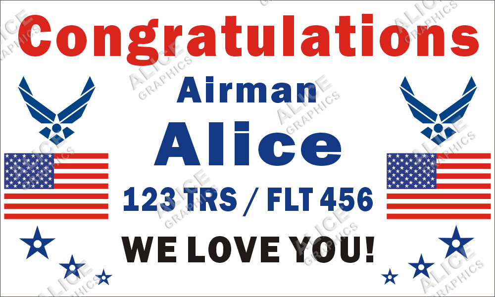 36inX60in Custom Personalized Congratulations Airman U.S. (US) Air Force Basic Military Training (BMT) Graduation Vinyl Banner Sign