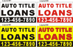 36inX60in Custom Printed AUTO TITLE LOANS Vinyl Banner Sign with Your Phone Number