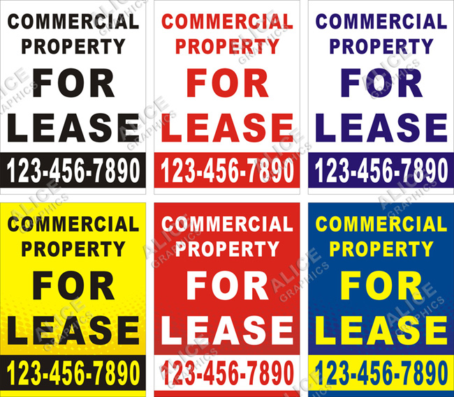 3ftX4ft (or 28inX37in) Custom Printed COMMERCIAL PROPERTY FOR LEASE Banner Sign with Your Phone Number (Vertical)